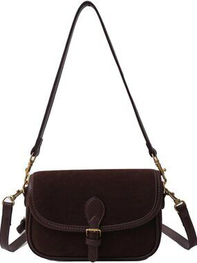 Brown Suede Bag for Women, Burgundy Fall Wine Purse, Trendy Small Crossbody Bag